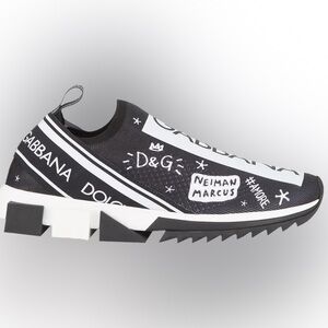 Dolce & Gabbana Black and White Graphic Slip-Ons